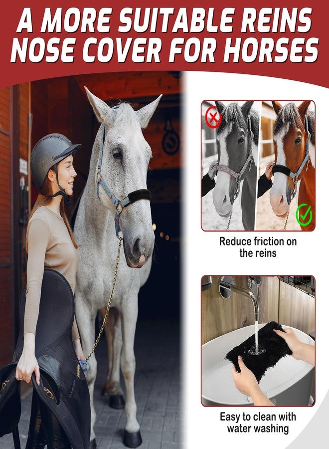 NVAAV 3 Pcs Horse Halter Cover Set, 8.6 x 3.1 Inch Artificial Rabbit Fur Soft Padded Breakaway Horse Nose Guard Cover, Breathable and Replaceable Horses Bridle Nose Band Training Buffer Accessories - Image 4